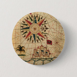 Badge Rond 5 Cm Carte du diagramme   de Portolan du Caire, Egypte