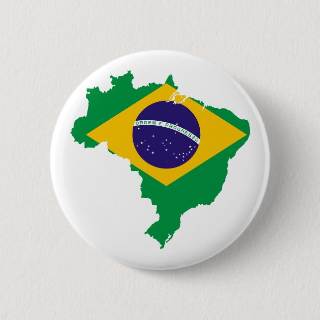 Badge Rond 5 Cm carte du drapeau brésilien (Devant)