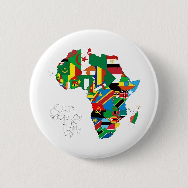 Badge Rond 5 Cm Carte du drapeau du continent africain (Devant)