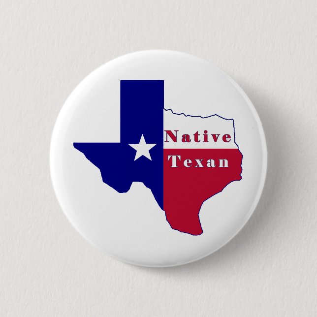 Badge Rond 5 Cm Carte du drapeau texan natif (Devant)