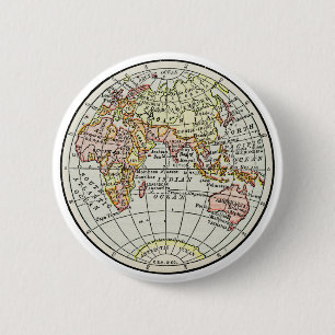 Badge Rond 5 Cm Carte du globe de l'hémisphère oriental Art de voy