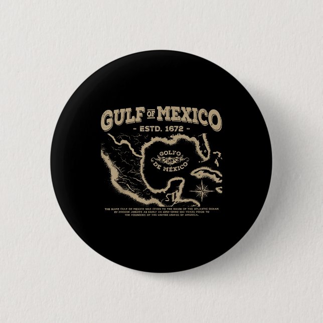 Badge Rond 5 Cm Carte Du Golfe Du Mexique 1672 (Devant)