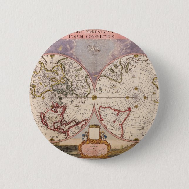 Badge Rond 5 Cm Carte du monde antique (Devant)