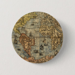 Badge Rond 5 Cm Carte du monde Atlas historique Vintage