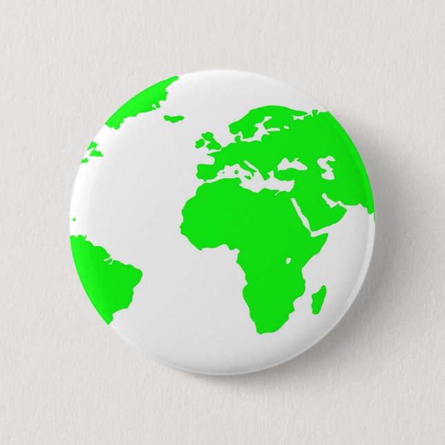 Badge Rond 5 Cm Carte du monde blanc vert (Devant)