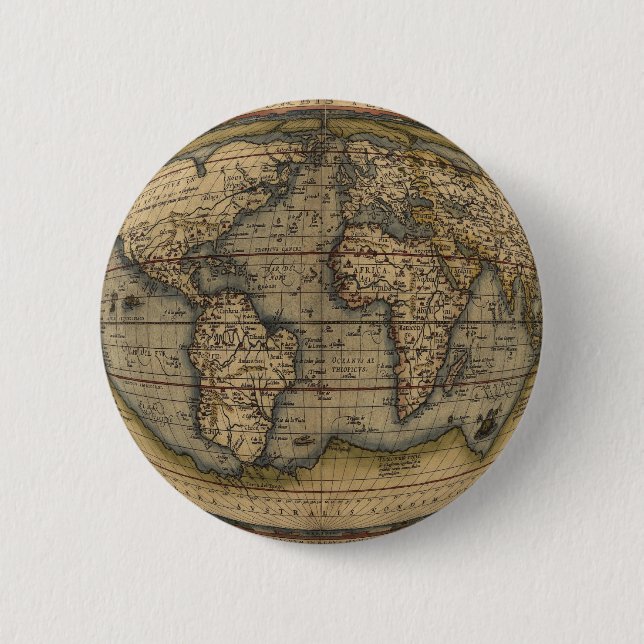 Badge Rond 5 Cm Carte du monde d'Ortelius (Devant)