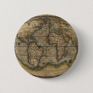 Badge Rond 5 Cm Carte du monde d'Ortelius