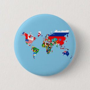 Badge Rond 5 Cm carte du monde symbole du drapeau du pays silhouet