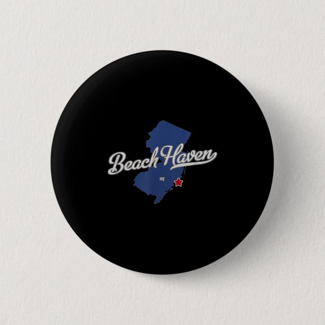 Badge Rond 5 Cm Carte du New Jersey Beach Haven (Devant)