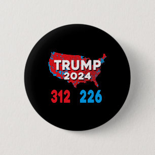 Badge Rond 5 Cm Carte électorale 2024 Trump 312 Élections rouges 2