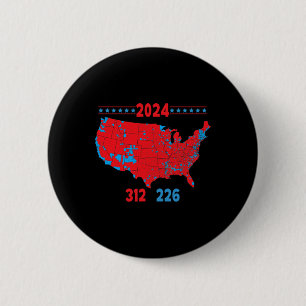 Badge Rond 5 Cm Carte électorale 2024 Trump 312 Red 2024 Election