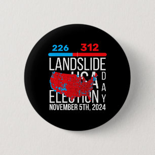 Badge Rond 5 Cm Carte électorale 2024 Vote final 312 Trump Landsli