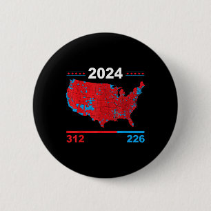 Badge Rond 5 Cm Carte électorale Trump 312 Red Résultats des élect