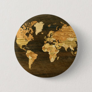 Badge Rond 5 Cm Carte en bois du monde