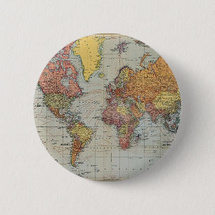 Badge Rond 5 Cm Carte générale vintage du monde