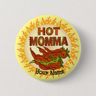 Badge Rond 5 Cm Carte Hot Momma