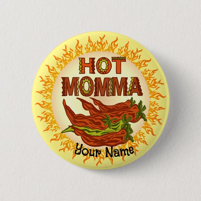 Badge Rond 5 Cm Carte Hot Momma (Devant)