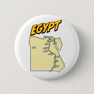 Badge Rond 5 Cm Carte illustrée de l'Égypte dans le style Pop Art