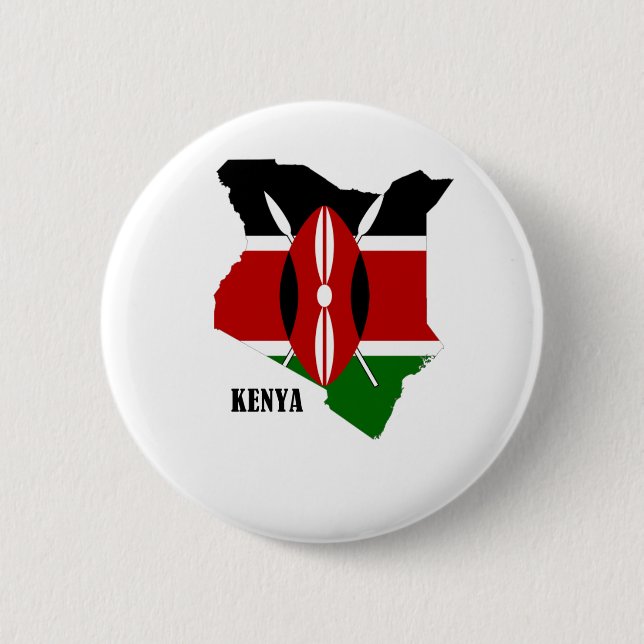 Badge Rond 5 Cm Carte kenyane et drapeau (Devant)