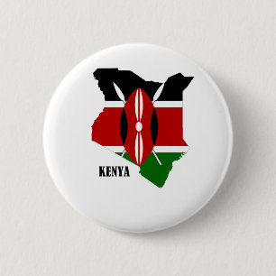 Badge Rond 5 Cm Carte kenyane et drapeau