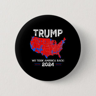 Badge Rond 5 Cm Carte Patriotique Rouge Et Bleu, Donald Trump, Nou