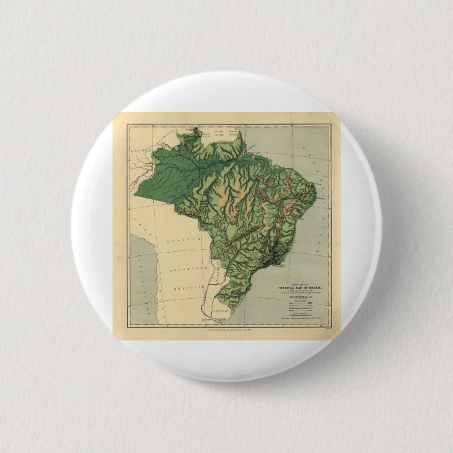 Badge Rond 5 Cm carte physique du brésil (Devant)