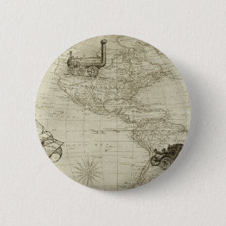 Badge Rond 5 Cm Carte Sepia Old Antique Vintage États-Unis