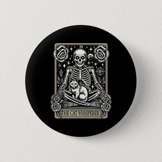 Badge Rond 5 Cm Carte Tarot Emo Gothic - Occulte Le Whisperer Cat (Devant)