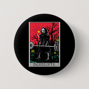 Badge Rond 5 Cm Carte Tarot Funny Gym Deadlifts d'entraînement Dea