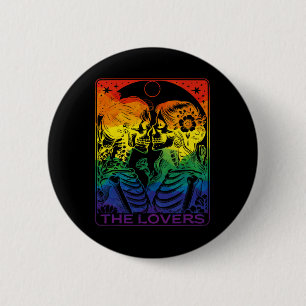 Badge Rond 5 Cm Carte Tarot Les amoureux Rainbow Kissing Lesbian S
