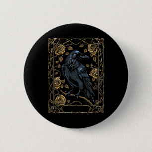 Badge Rond 5 Cm Carte Tarot Raven vintage Gothique Wiccan Pagan Wi