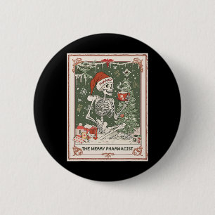 Badge Rond 5 Cm Carte Tarot Squelette de Noël Le joyeux pharmacien