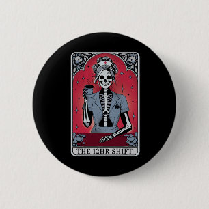 Badge Rond 5 Cm Carte Tarot Squelette Halloween 12 Heures Maj N