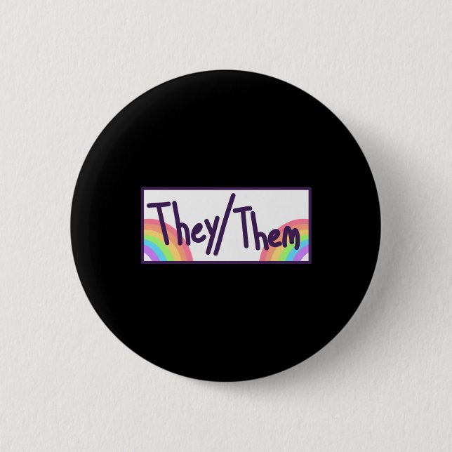 Badge Rond 5 Cm Carte Theythem Pronouns (Devant)
