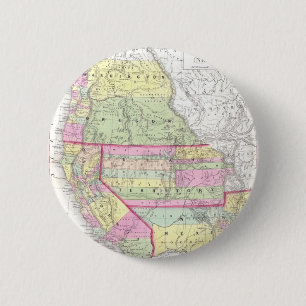 Badge Rond 5 Cm Carte vintage des Etats-Unis occidentaux (1853)