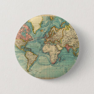 Badge Rond 5 Cm Carte vintage du monde