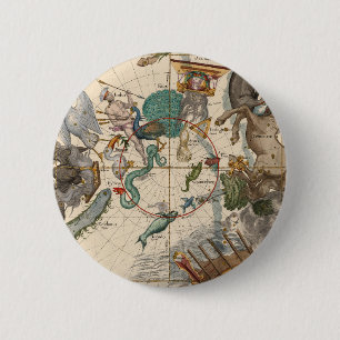 Badge Rond 5 Cm Carte vintage du Pôle du sud