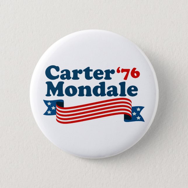 Badge Rond 5 Cm Carter Mondale '76 Rétro Election (Devant)