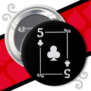 Badge Rond 5 Cm Cartes de jeu Costume 5 Clubs Carte Cinq