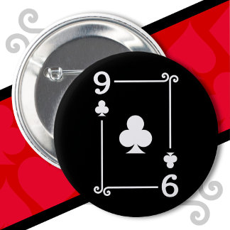 Badge Rond 5 Cm Cartes de jeu Costume 9 Clubs Carte Neuf