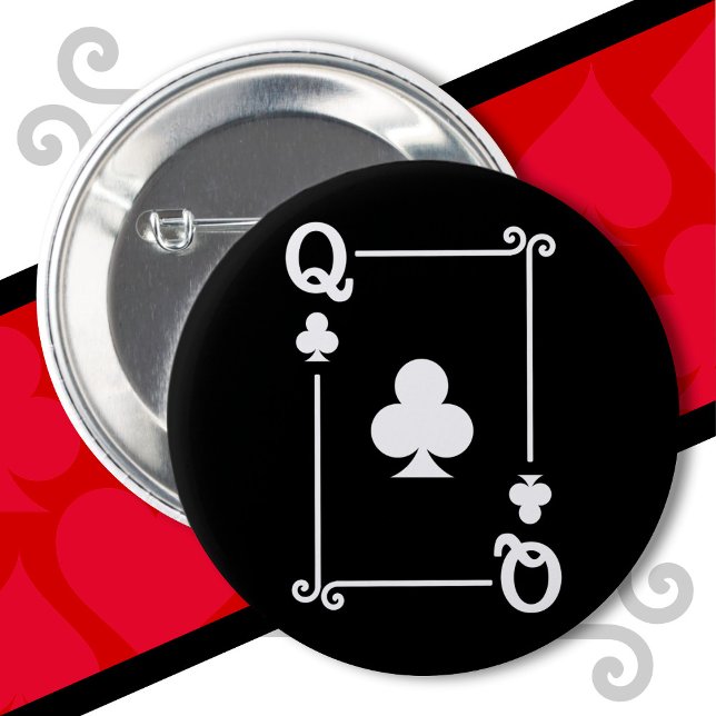 Badge Rond 5 Cm Cartes de jeu Costume Queen Clubs Carte Queen Card (Créateur téléchargé)