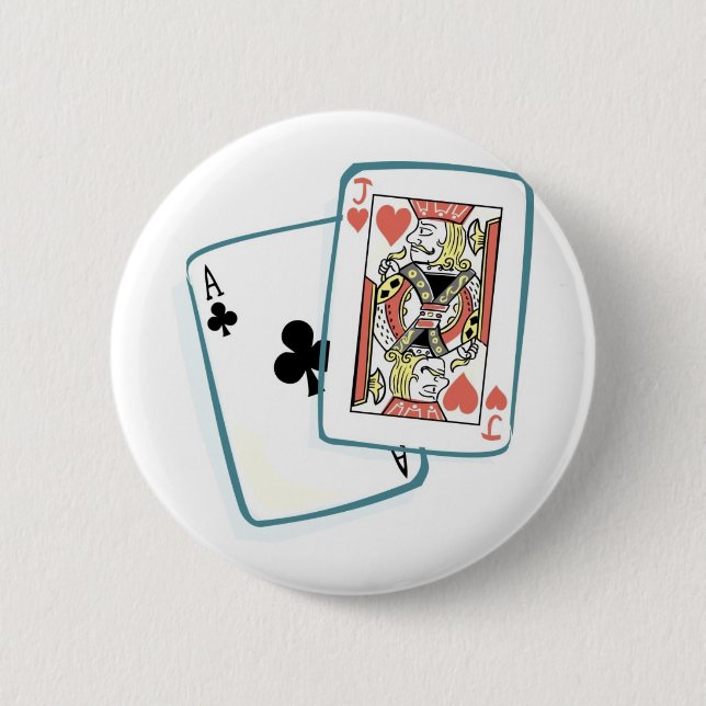 Badge Rond 5 Cm Cartes de poker Ace et Jack (Devant)