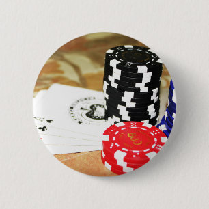 Badge Rond 5 Cm Cartes de Poker Aces Chips Jeux Casino Gagner jeu