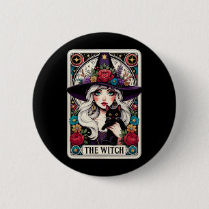 Badge Rond 5 Cm Cartes de tarot Mens The Witch pour Halloween goth