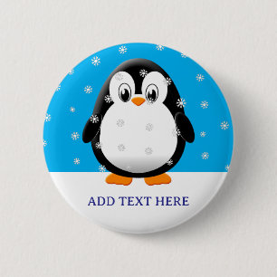 Badge Rond 5 Cm Cartographie de pingouin mignon Flacons de neige p