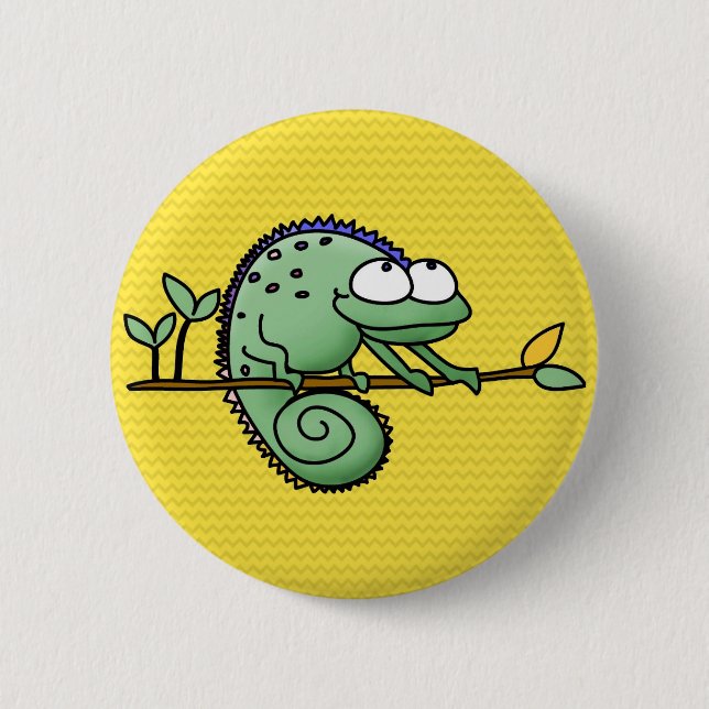 Badge Rond 5 Cm Carton de Chameleon Lizard Cute (Devant)