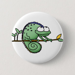 Badge Rond 5 Cm Carton de Chameleon Lizard Cute