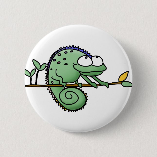 Badge Rond 5 Cm Carton de Chameleon Lizard Cute (Devant)