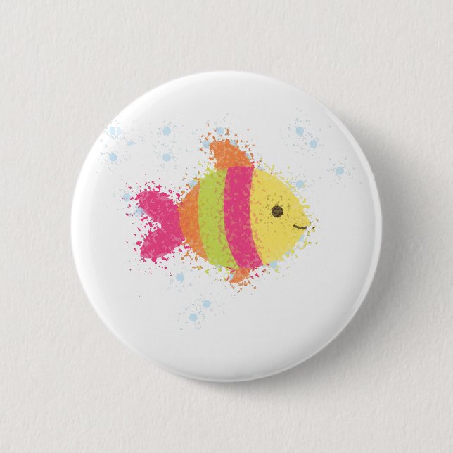 Badge Rond 5 Cm Carton de poisson mignon (Devant)