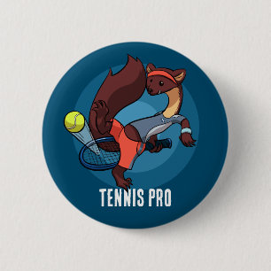 Badge Rond 5 Cm Carton de tir de Trick Tennis Pro Cute Pine Marten